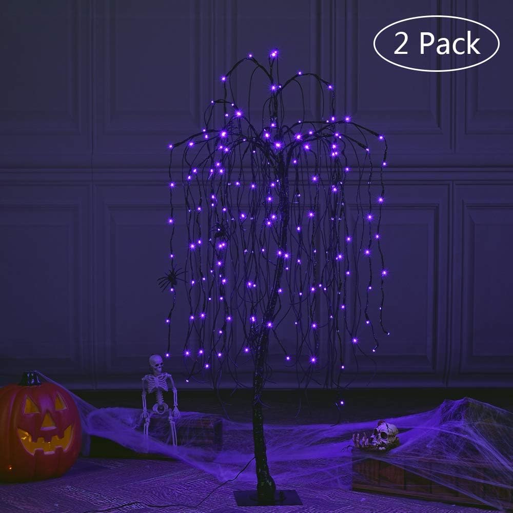 4ft Halloween Tree, Purple, Pack of 2