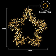 24IN Gold Frame Star Light with Warm White LEDs, Indoor/Outdoor Holiday Decoration image 3