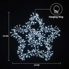 24IN Silver Frame Star Light with Cold White LEDs, Indoor/Outdoor Holiday Decoration image 2