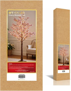 LIGHTSHARE 6FT Lighted Cherry Blossom Tree with 171 LED Warm White Lights, Artificial Sakura Tree with Dimmable Timer Transformer, Indoor Outdoor Decorative Tree with Ground Stakes image 9