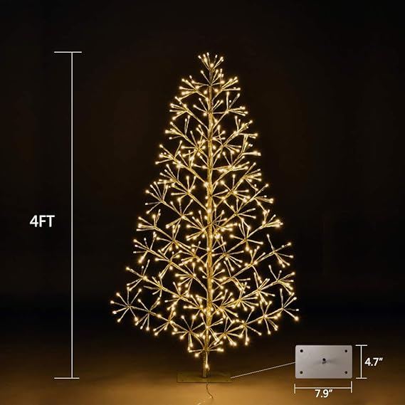 4FT Gold Finish Artificial Christmas Tree Light with Warm White LEDs, Indoor/Outdoor Holiday Decoration image 6