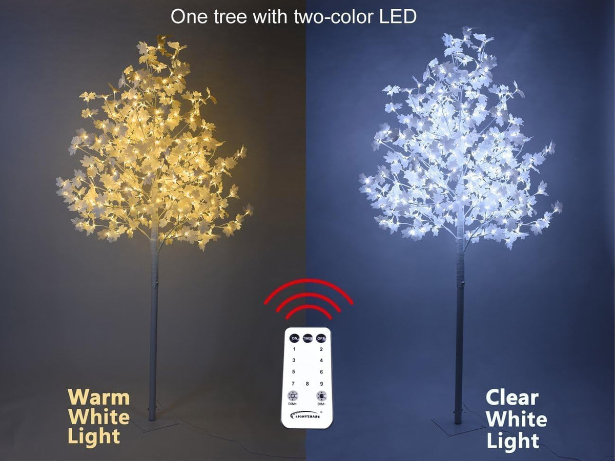 Maple Tree Harvest Décor, White Leaves, Warm White and Cold White Lights image 5