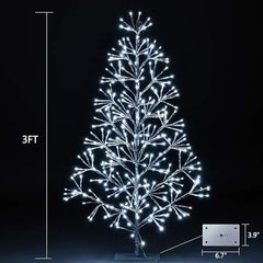 3FT Silver Finish Artificial Christmas Tree Light with Cold White LEDs, Indoor/Outdoor Holiday Decoration image 5