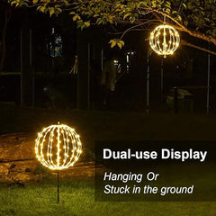 12IN White Frame Light Ball, 96 Warm White LEDs, Foldable Metal Frame, Indoor/Outdoor Garden Decoration image 5