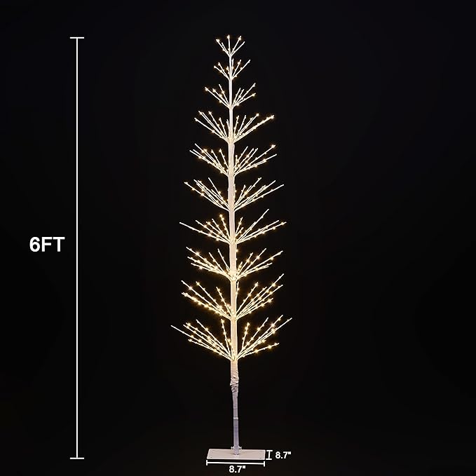 6FT White Frame Lighted Starlit Tree with 325 Warm White LEDs, Indoor/Outdoor Decoration image 5