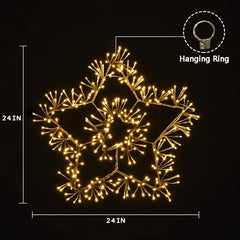 24IN Gold Frame Star Light with Warm White LEDs, Indoor/Outdoor Holiday Decoration image 2