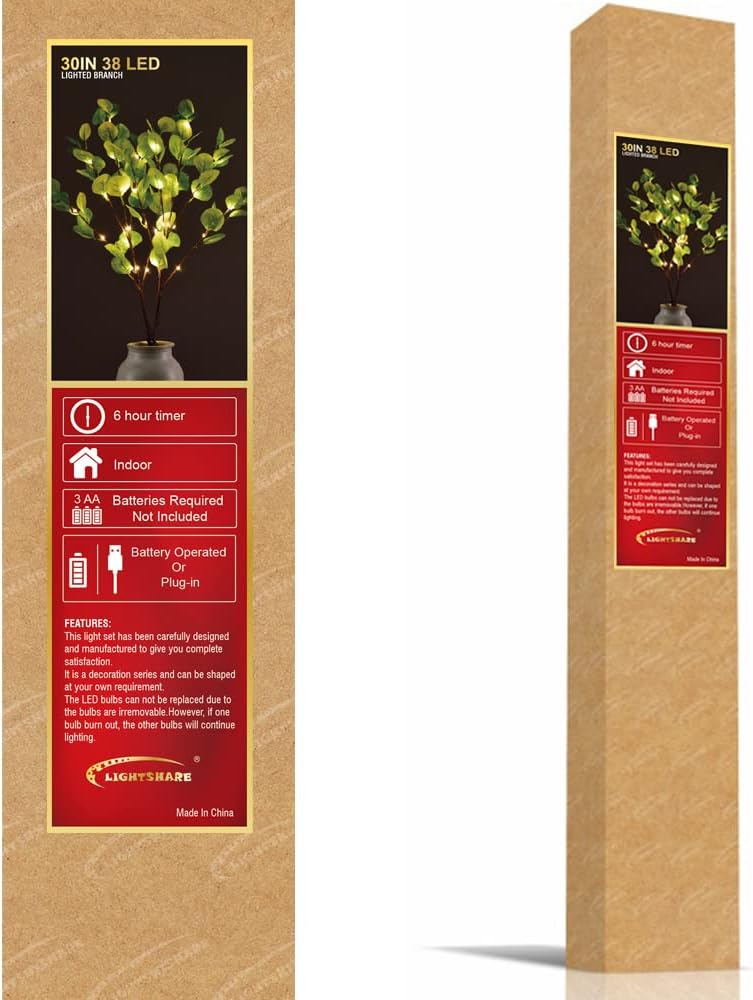 30IN Lighted Eucalyptus Twigs image 8