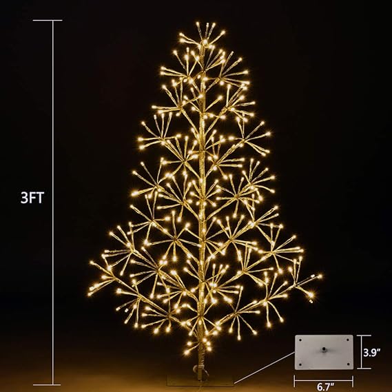 3FT Gold Finish Artificial Christmas Tree Light with Warm White LEDs, Indoor/Outdoor Holiday Decoration image 6