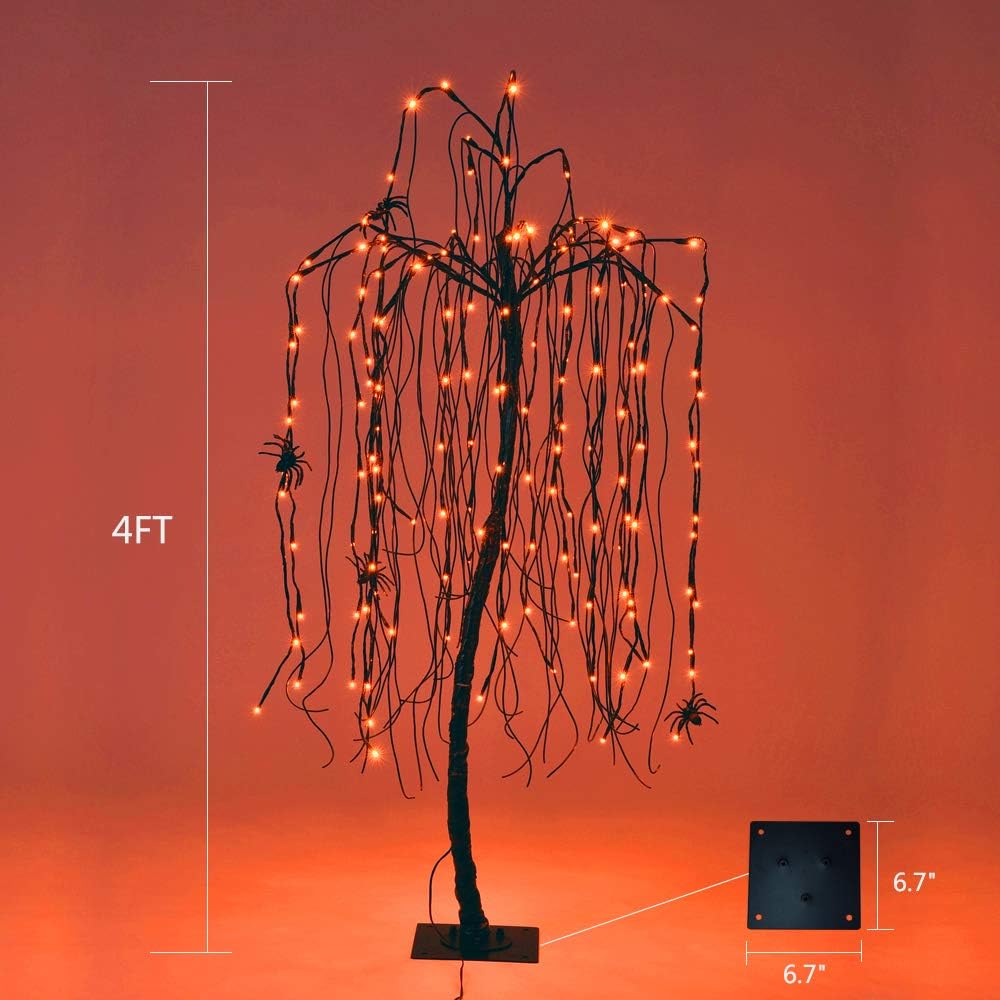 4-Foot Spooky Halloween Willow Tree with Spiders, Pack of 2 image 4