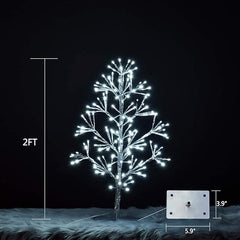 2FT Silver Finish Artificial Christmas Tree Light with Cold White LEDs, Indoor/Outdoor Holiday Decoration image 5