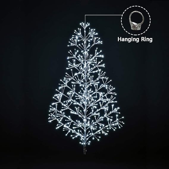 4FT Silver Finish Artificial Christmas Tree Light with Cold White LEDs, Indoor/Outdoor Holiday Decoration image 3