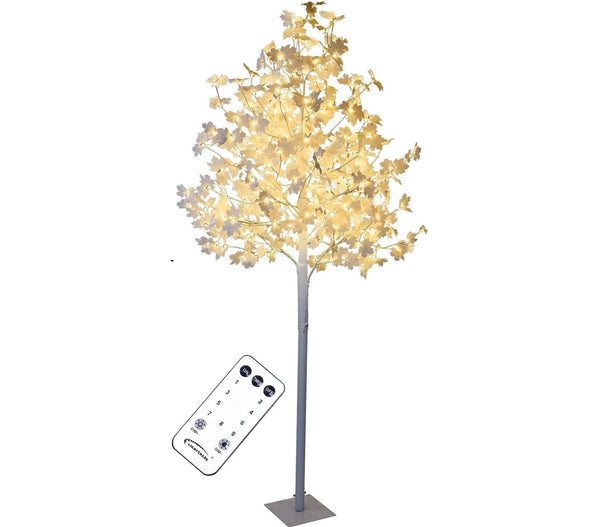 Maple Tree Harvest Décor, White Leaves, Warm White and Cold White Lights