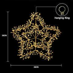 36IN Gold Frame Star Light with Warm White LEDs, Indoor/Outdoor Holiday Decoration image 5