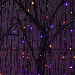 7FT Spooky Halloween Willow Tree with 256 Orange & Purple Mixed LEDs & Black Spiders, Indoor/Outdoor Decoration image 4