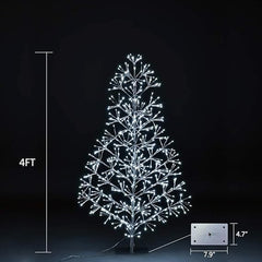 4FT Silver Finish Artificial Christmas Tree Light with Cold White LEDs, Indoor/Outdoor Holiday Decoration image 2