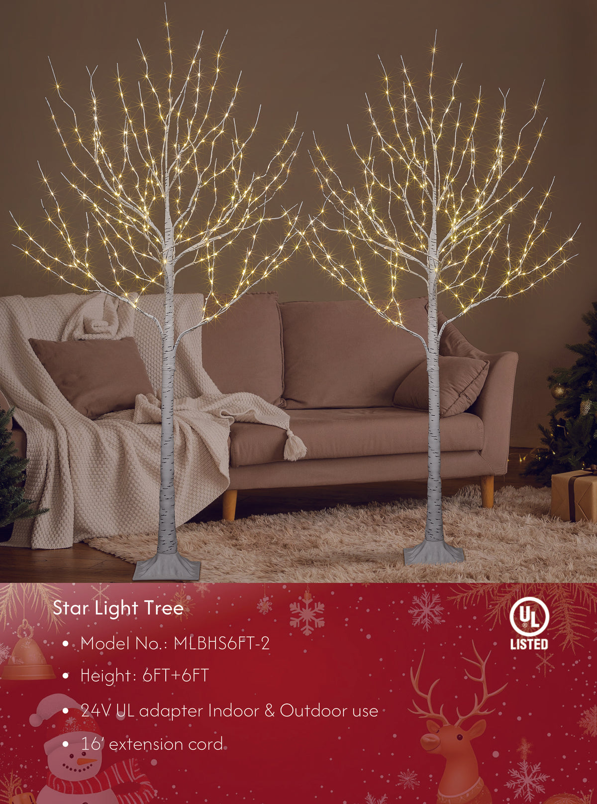 Lighted Birch Twig Tree with Fairy Lights