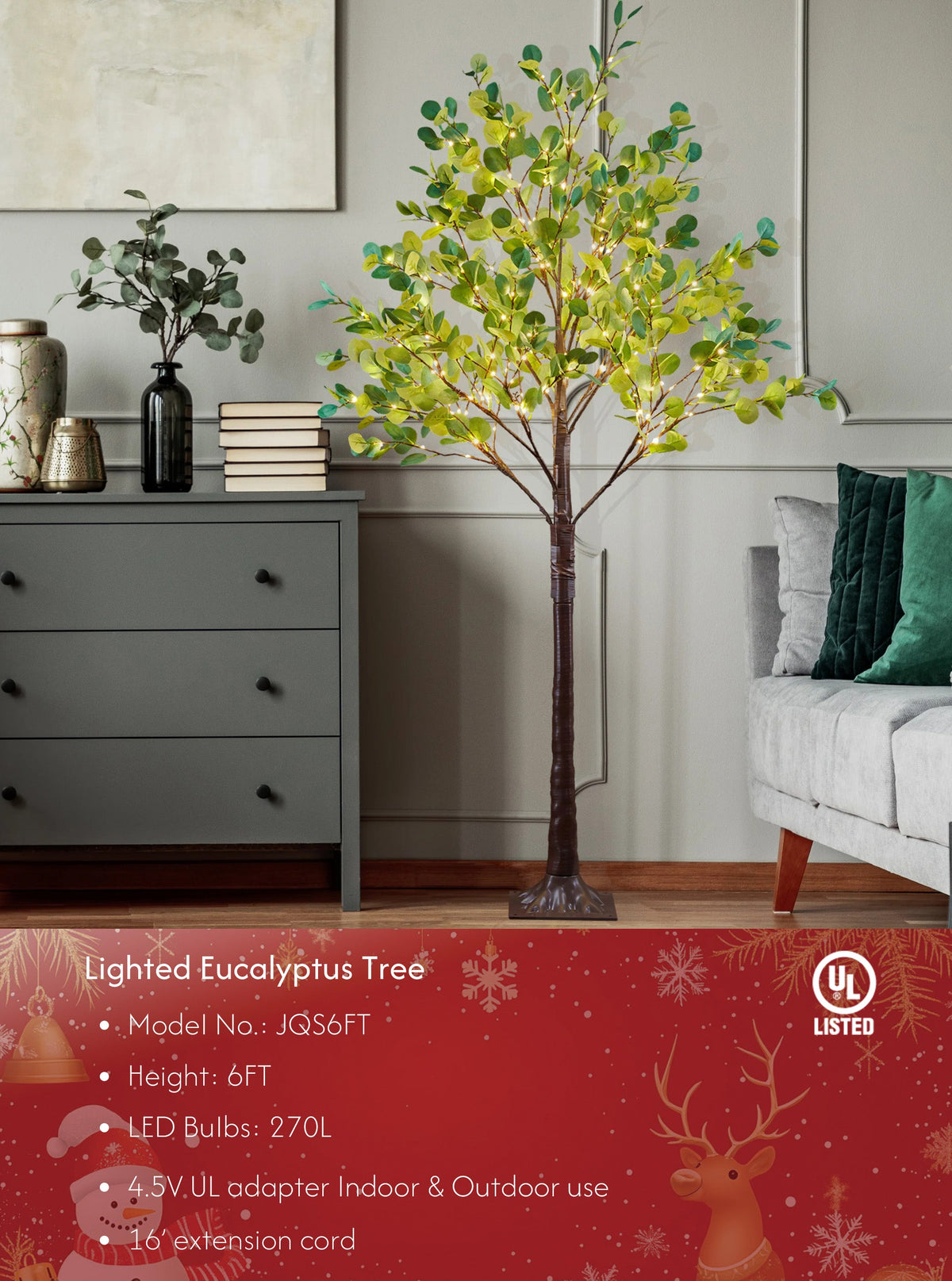 Lighted Eucalyptus Tree Lamp - Decorative Eucalyptus Tree Lights for Home Decor image 1