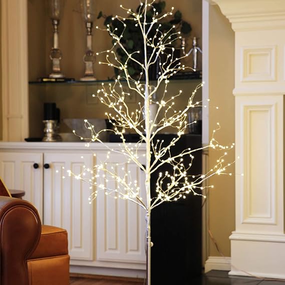 5ft Micro LED Angel Lights Tree, Silver Finish