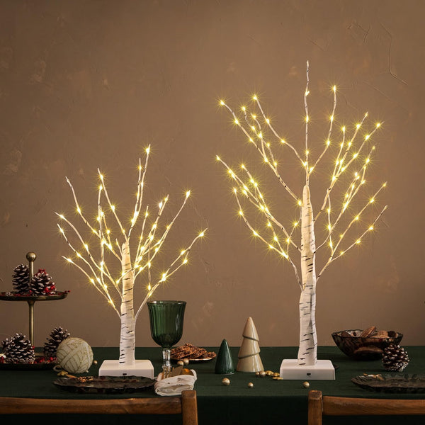18IN & 24IN LED Birch Tree Lamp, Pack of 2
