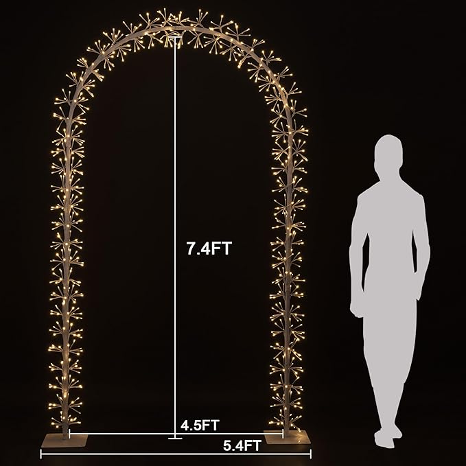 White Lighted Garden Arbor for Bridal Wedding Arch Backdrop image 8