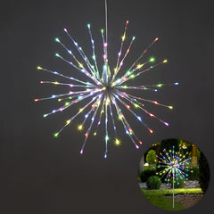 24IN White Frame Starburst Firework Light with 160 RGB LEDs, Indoor/Outdoor Decoration image 1