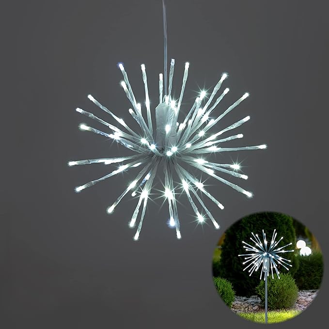 12IN White Frame Starburst Firework Light with 80 White LEDs, Indoor/Outdoor Decoration image 1