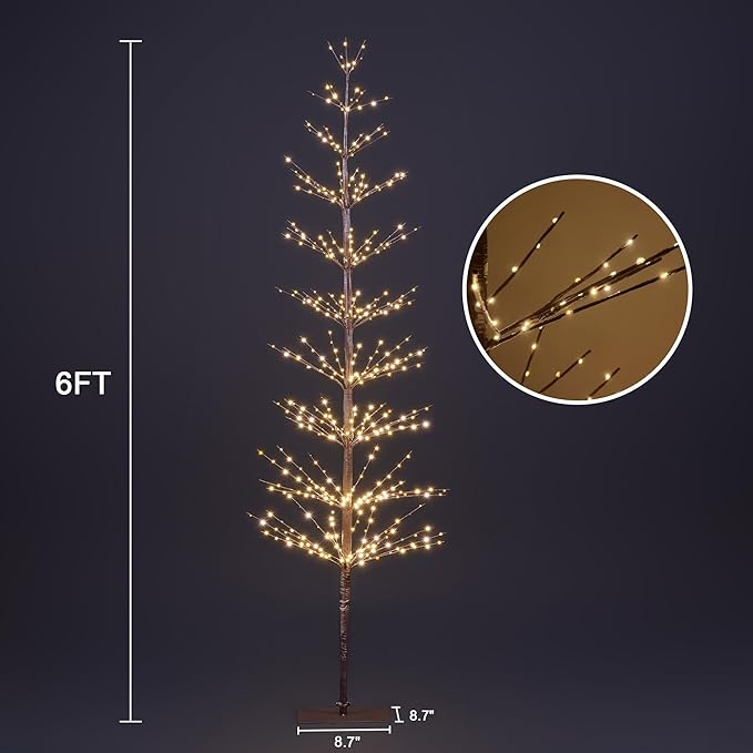 6FT 325L Lighted Starlit Tree, Warm White, for Home, Festival, Party, and Christmas Decoration, Indoor and Outdoor Use