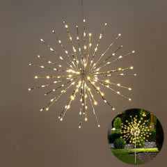 18IN Silver Frame Starburst Firework Light with 120 Warm White LEDs, Indoor/Outdoor Decoration image 4