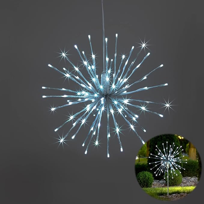 18IN White Frame Starburst Firework Light with 120 White LEDs, Indoor/Outdoor Decoration image 1