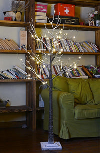 LIGHTSHARE Snow Dusted Tree with Warm White LED Lights, Brown, for Indoor and Outdoor, Christmas Decoration Idea