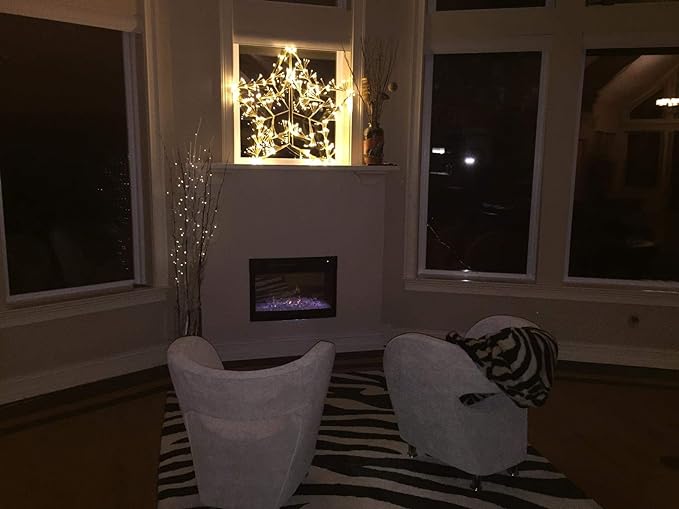 24IN Gold Frame Star Light with Warm White LEDs, Indoor/Outdoor Holiday Decoration image 7