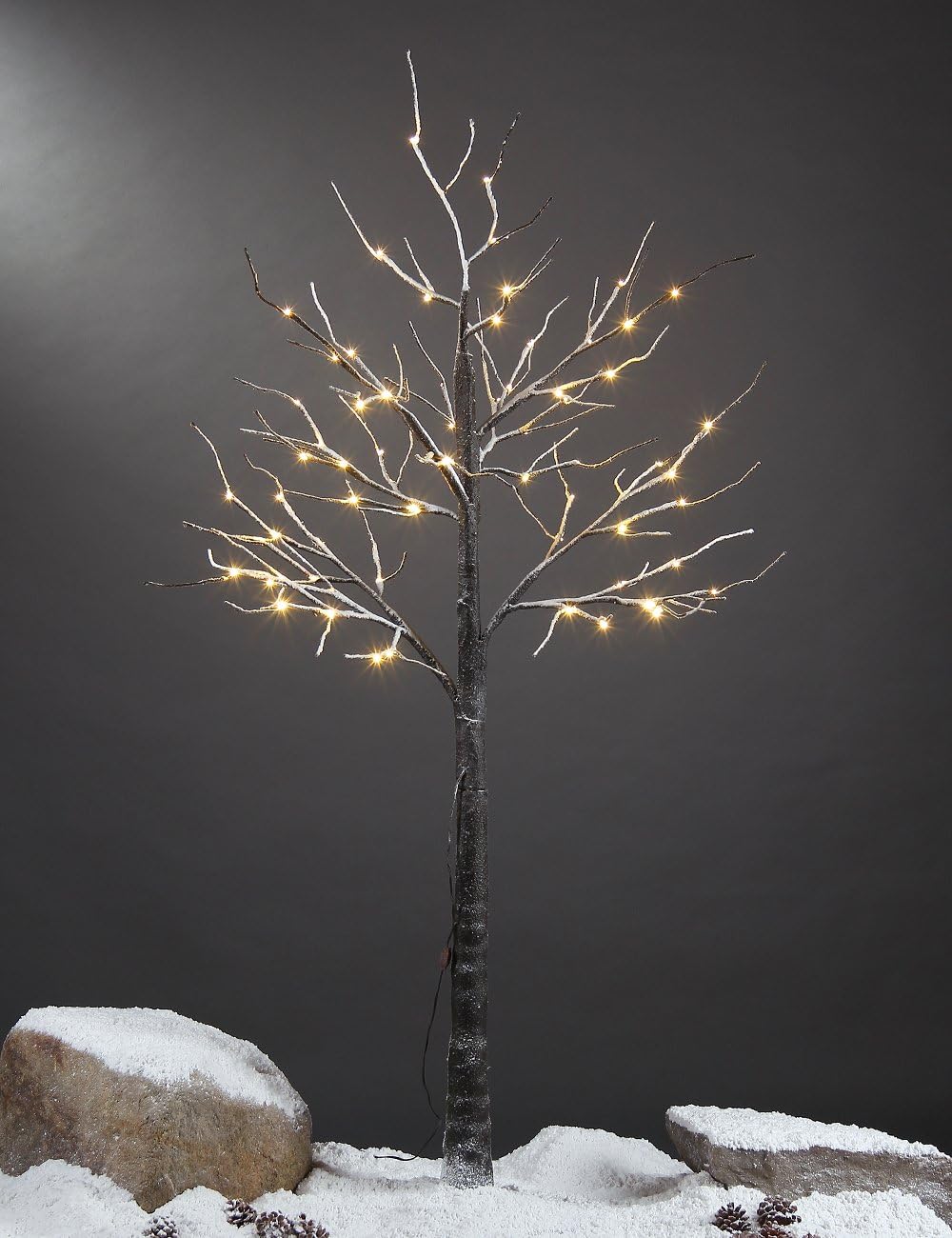 LIGHTSHARE Snow Dusted Tree with Warm White LED Lights, Brown, for Indoor and Outdoor, Christmas Decoration Idea image 1