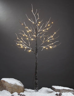 LIGHTSHARE Snow Dusted Tree with Warm White LED Lights, Brown, for Indoor and Outdoor, Christmas Decoration Idea image 1