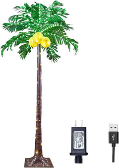 5FT Lighted Palm Tree with 208 Warm White LEDs & 3 LED Coconuts, Indoor/Outdoor Tropical Decoration image 5