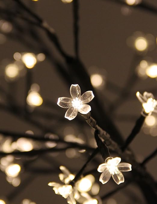 8FT Lighted Cherry Blossom Tree with 600 Warm White LEDs, Indoor