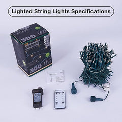 300-LED Christmas String Lights, Green Cord, Multi-color + Warm White, 9 Modes with Timer Remote, Indoor/Outdoor image 3
