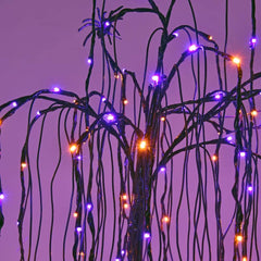 4FT Spooky Halloween Willow Tree 2-Pack with 160 Orange & Purple Mixed LEDs Each & Black Spiders, Indoor/Outdoor Decoration image 4