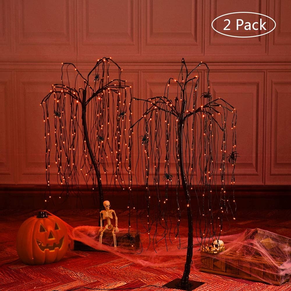4-Foot Spooky Halloween Willow Tree with Spiders, Pack of 2 image 2