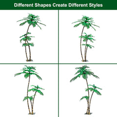 LIGHTSHARE Lighted 6FT Gorgeous Palm Tree 3Trunks Artificial Palm Tree 203LED Lights for Office Decoration Outdoor and Indoors Tiki Bar Christmas Patio Pool- Electric image 6