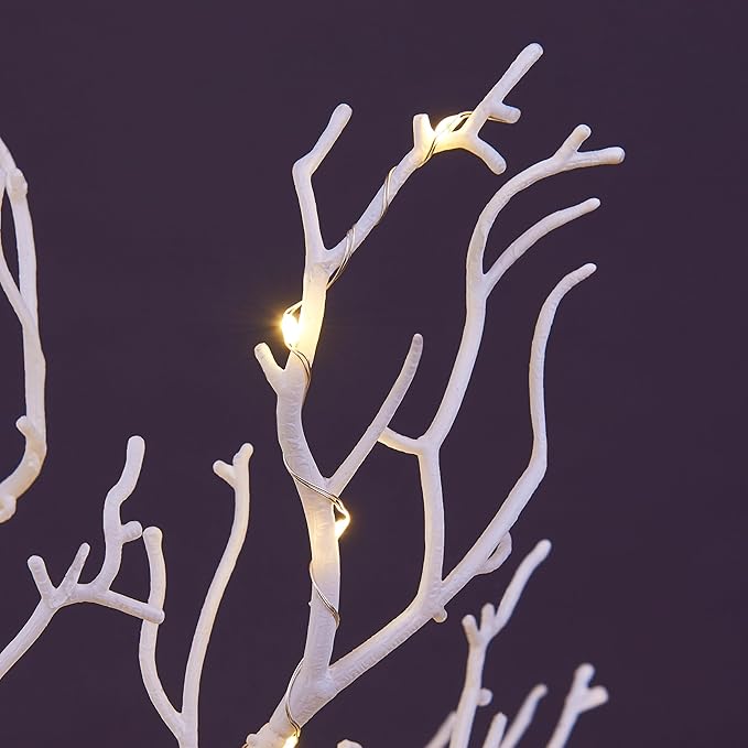 24IN Lighted Willow Tree Bonsai 70 Mini LED Lights Artificial Birch Tree for Home, Festival, Nativity, Party, and Christmas Decoration, Plug in or Battery (Black/White) image 10