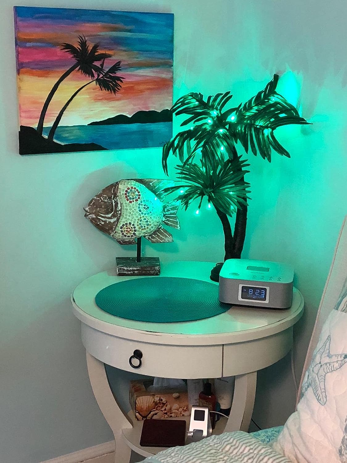 24-Inch Twins Palm Tree Bonsai with Lights image 6