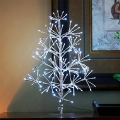 2FT Silver Finish Artificial Christmas Tree Light with Cold White LEDs, Indoor/Outdoor Holiday Decoration image 2