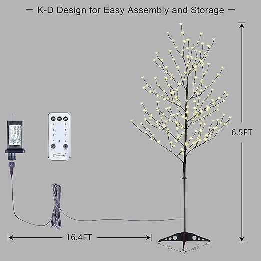 6.5FT Lighted Cherry Blossom Tree with 208 Warm White LEDs, Indoor/Outdoor Holiday Decoration image 10