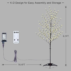 6.5FT Lighted Cherry Blossom Tree with 208 Warm White LEDs, Indoor/Outdoor Holiday Decoration image 10