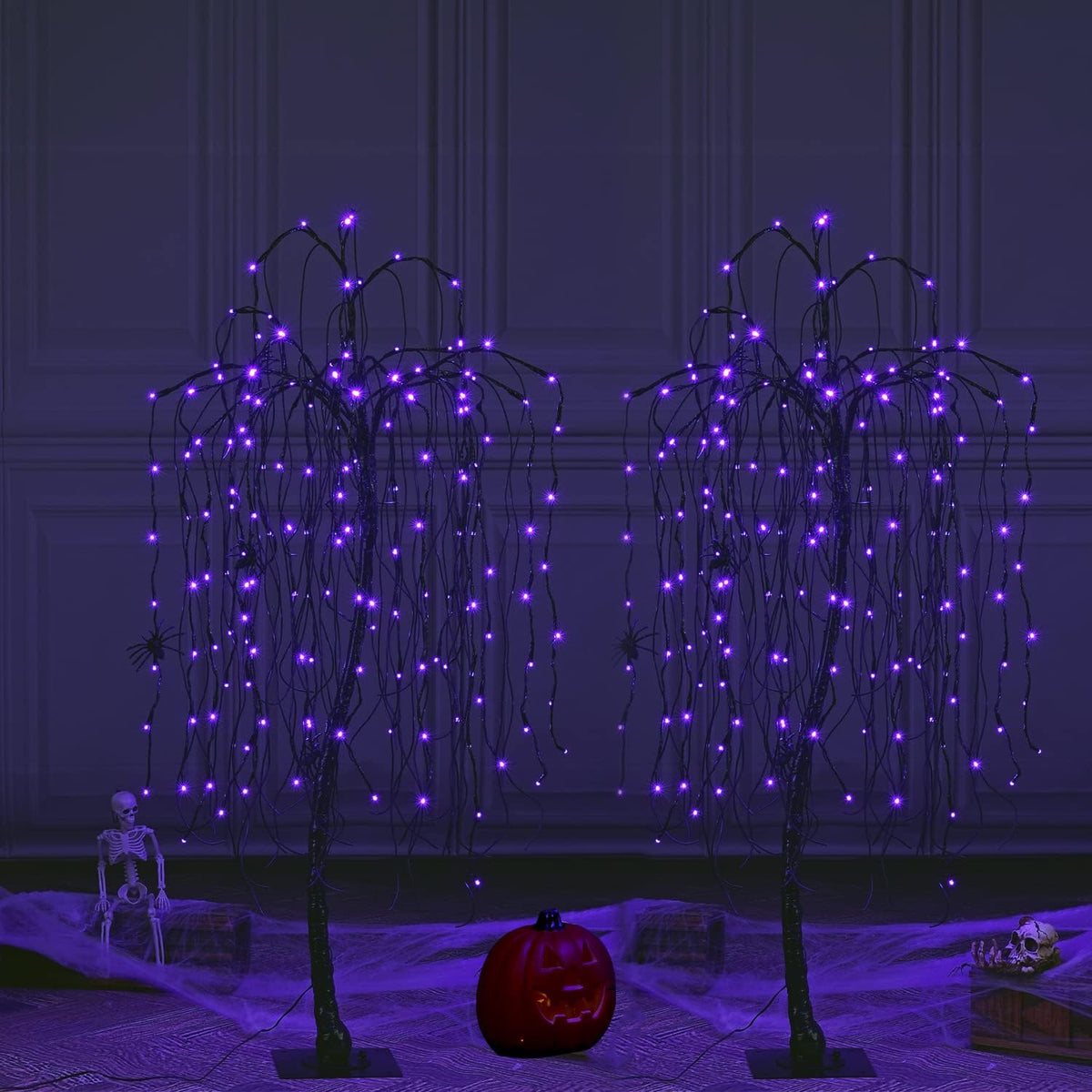 4-Foot Spooky Halloween Willow Tree with Spiders, Pack of 2 image 1