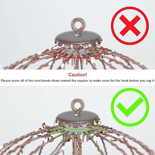 10IN Brown Frame Light Ball, 48 Warm White LEDs, Foldable Metal Frame, Indoor/Outdoor Garden Decoration image 5