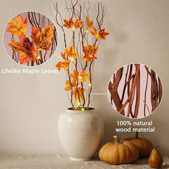 36IN Natural Willow Twigs with Maple Leaf, Brown Finish image 2