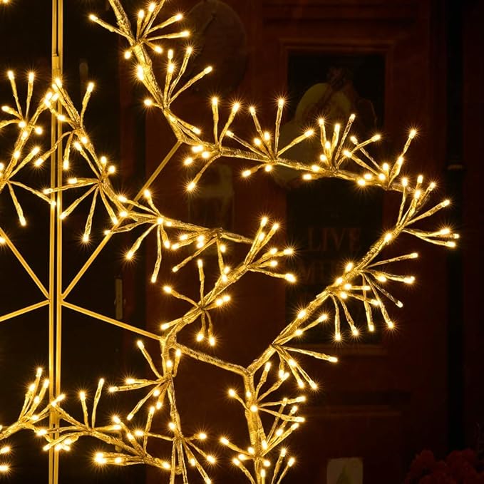 36IN Gold Frame Star Light with Warm White LEDs, Indoor/Outdoor Holiday Decoration image 6