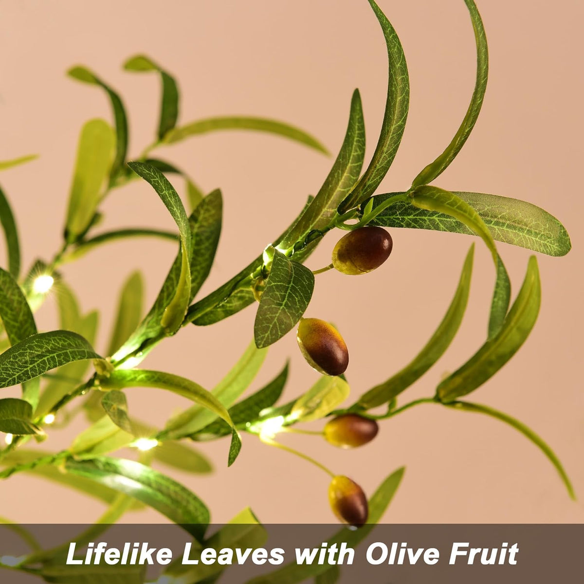 6FT Olive Tree with Fruit, Warm White LEDs, Indoor/Outdoor Decoration image 5