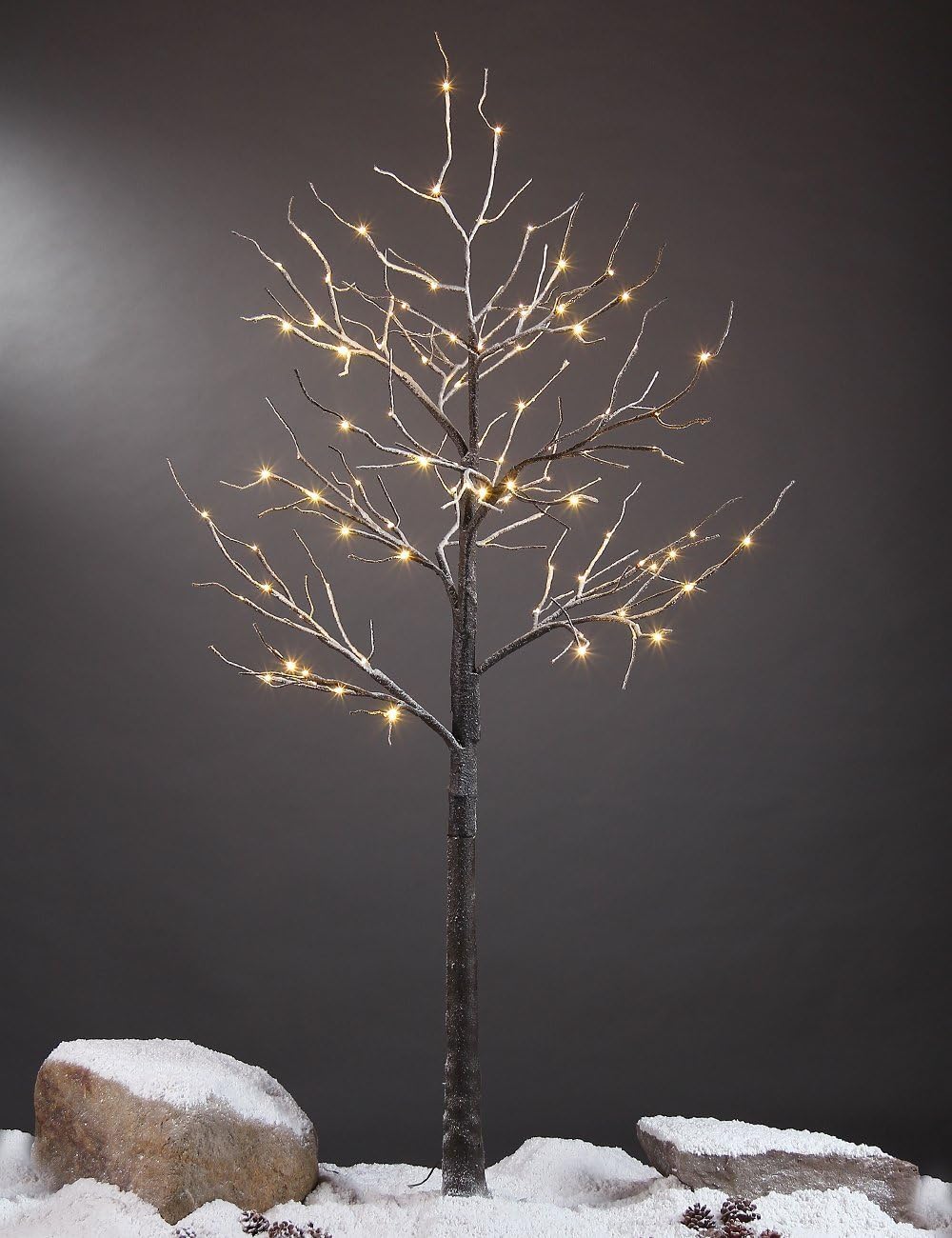 LIGHTSHARE 5.5 Feet Snow Dusted Tree, 96 LED Lights, Warm White, for Christmas Tree and Christmas Village Decoration, Decoration Idea for Home, Festival, and Party, Indoor and Outdoor Use image 1